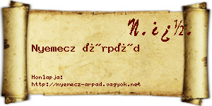 Nyemecz Árpád névjegykártya