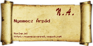 Nyemecz Árpád névjegykártya
